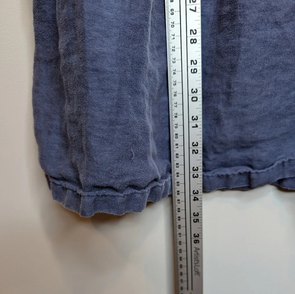 C&C California  Murky Waters Blue Tiered 100% Linen Women Medium Boho - Picture 6 of 7